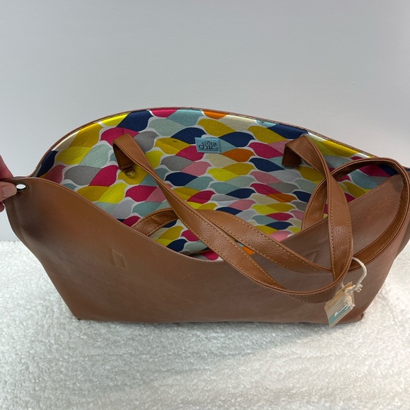 C.R. Gibson for Iota Chic "Flock of Colour" 3-Piece Tote Travel Bag Set Brown - Picture 8 of 16
